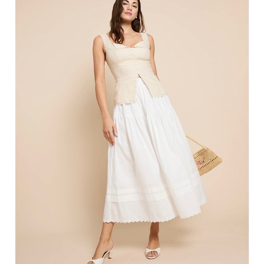 New O.P.T Beth white maxi skirt $172 size 2 - Picture 3 of 7